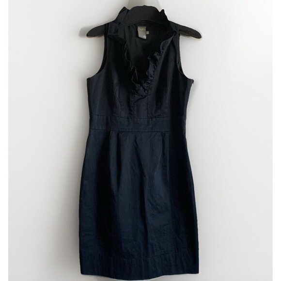 Taylor Woman's Size‎ 10 Cocktail Tailored Black Dress Ruffle V Neck - Picture 1 of 9